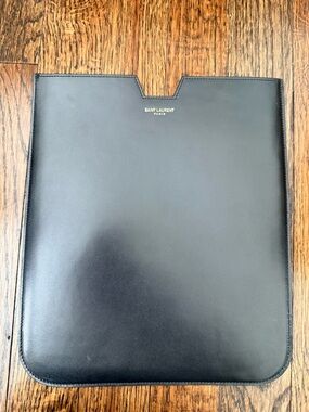 Saint Laurent Black Leather IPad Case